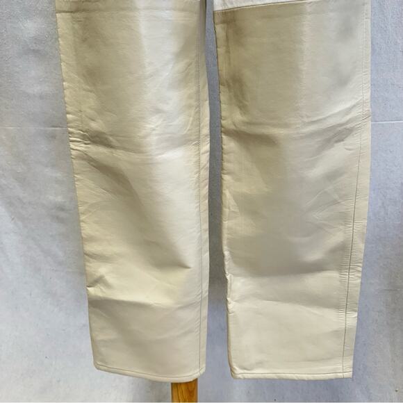 Agolde Pieced Pinch Waist 90's White Denim & Cream Leather Jeans size 29 - Picture 7 of 16